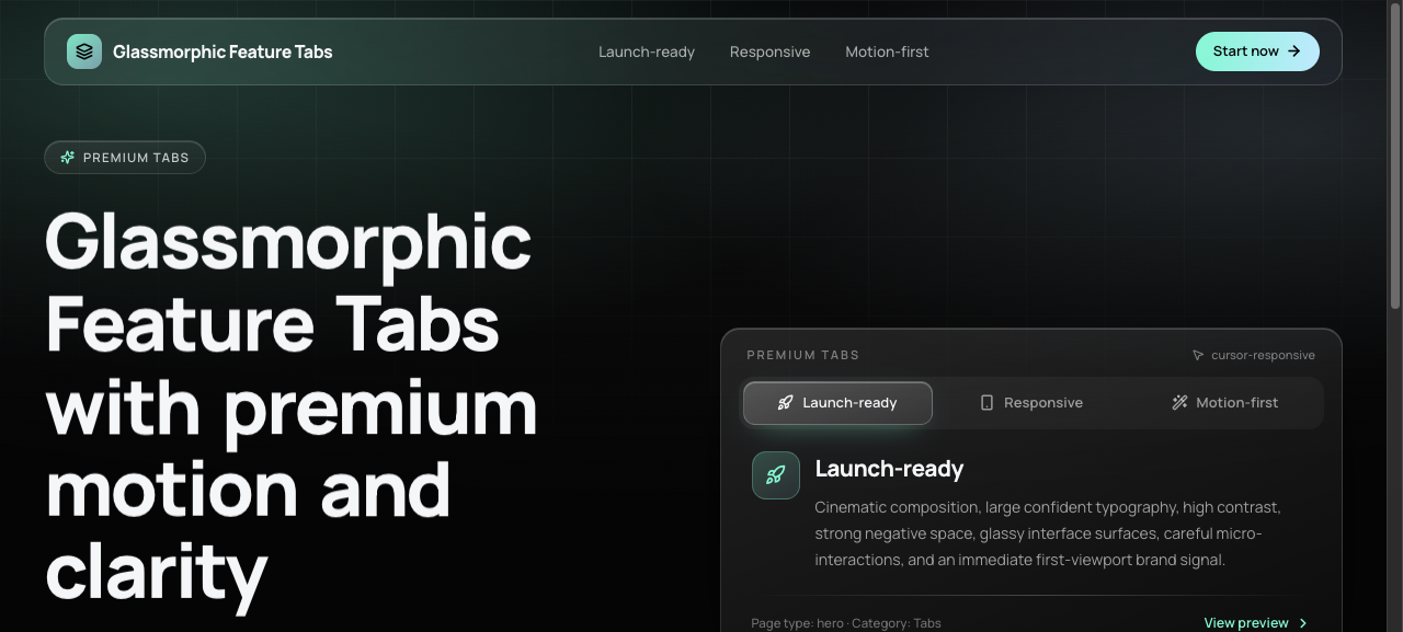 Glassmorphic Feature Tabs